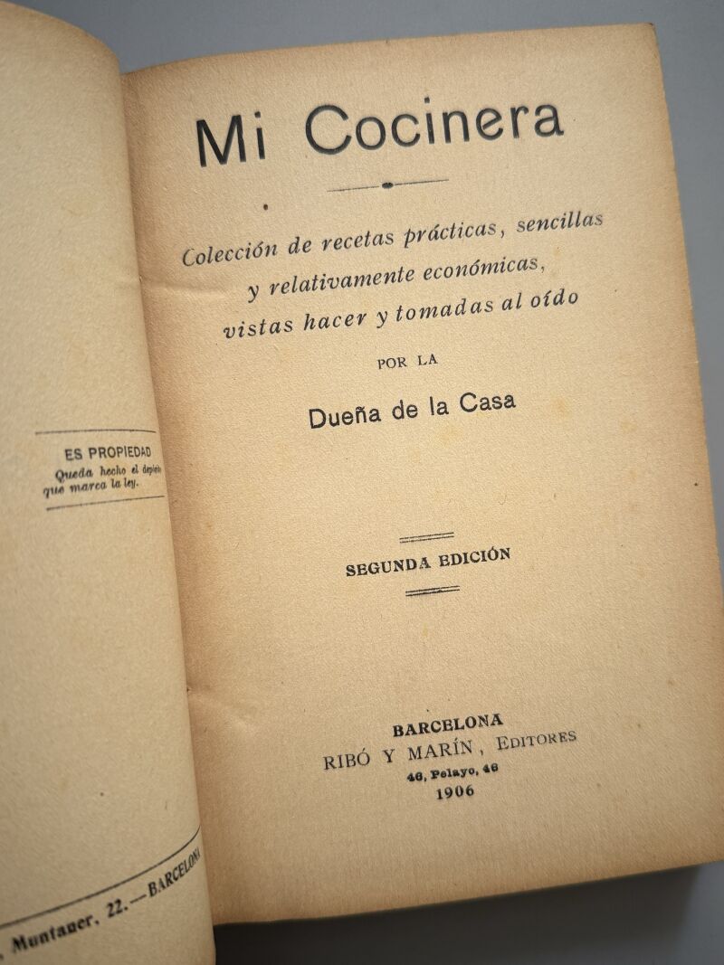 Mi cocinera, la dueña de la casa - Ribó y Marín Editores, 1906