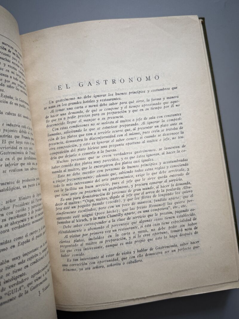 Guía gastronómica, J. R. Sarrau (1ª edición) - Librería Bailly-Bailliere, 1934