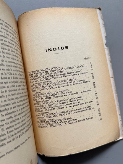 Homenaje al poeta García Lorca contra su muerte, Selección Emilio Prados - Ediciones Españolas, 1937