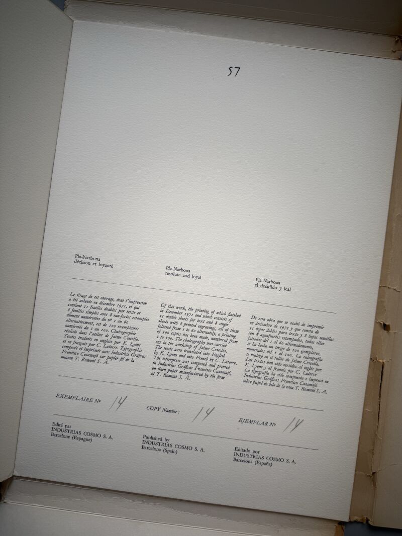 Pla-Narbona el decidido y leal, D. García-Sabell (Nº14 - dedicado) - Industrias Cosmo, 1971