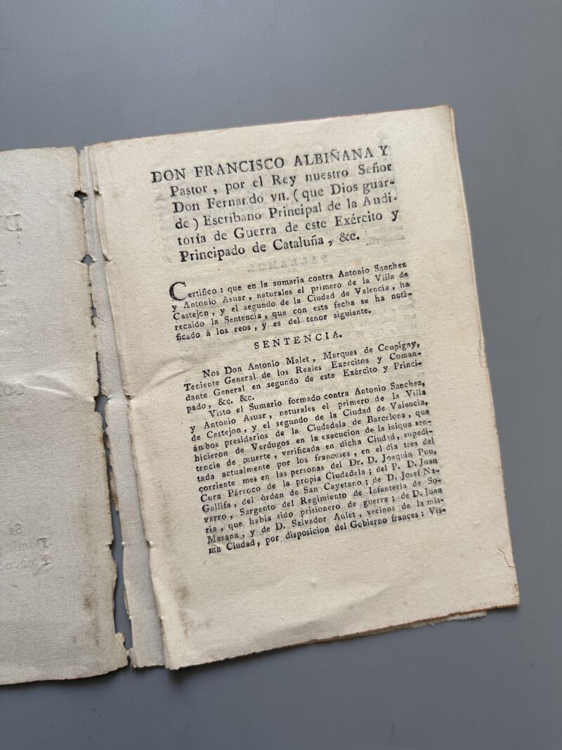 Castigo de dos españoles por traición. Guerra de la Independencia Española - Tarragona, 1809