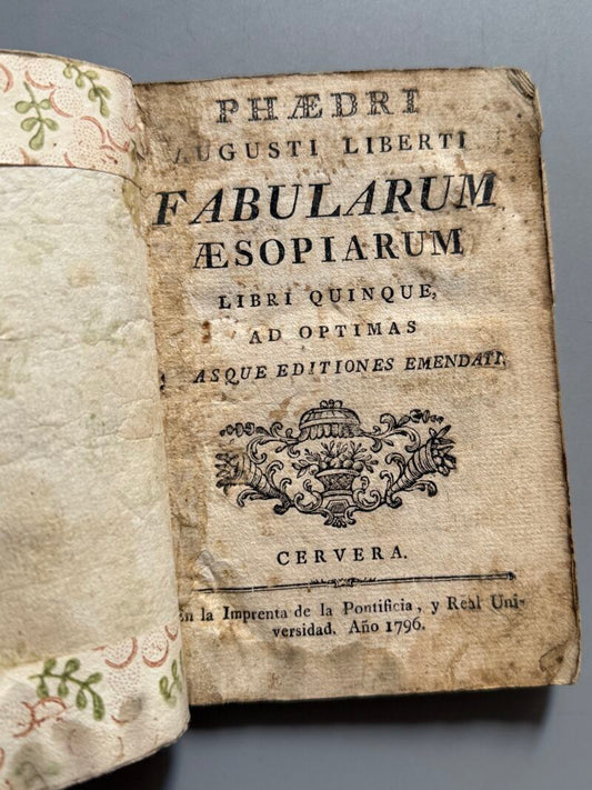 Fábulas de Esopo, Padre Augusto Liberto - Imprenta de la Pontificia y Real Universidad, 1796