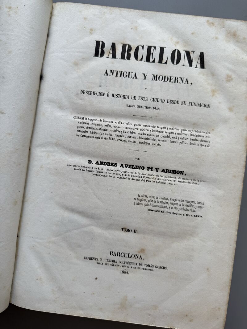 Barcelona Antigua y Moderna, Andrés Avelino Pi y Arimon - Barcelona, 1854