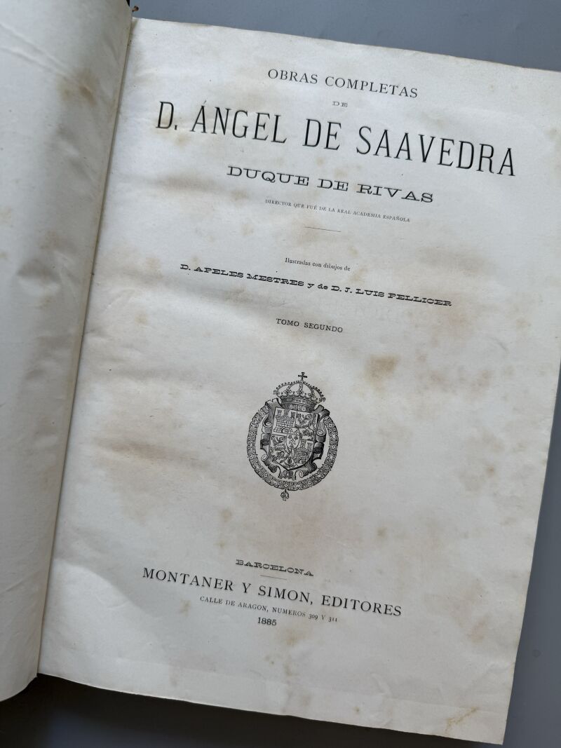 Obras Completas del Duque de Rivas - Montaner y Simon, 1884