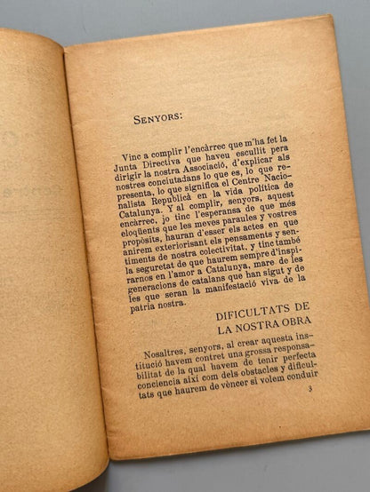 Orientacions polítiques y socials del Centre Nacionalista Republicà, Jaume Carner - 1907