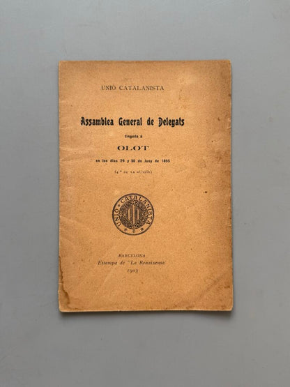 Assamblea General de Delegats tinguda á Olot en los días 29 y 30 de juny de 1895 - Barcelona