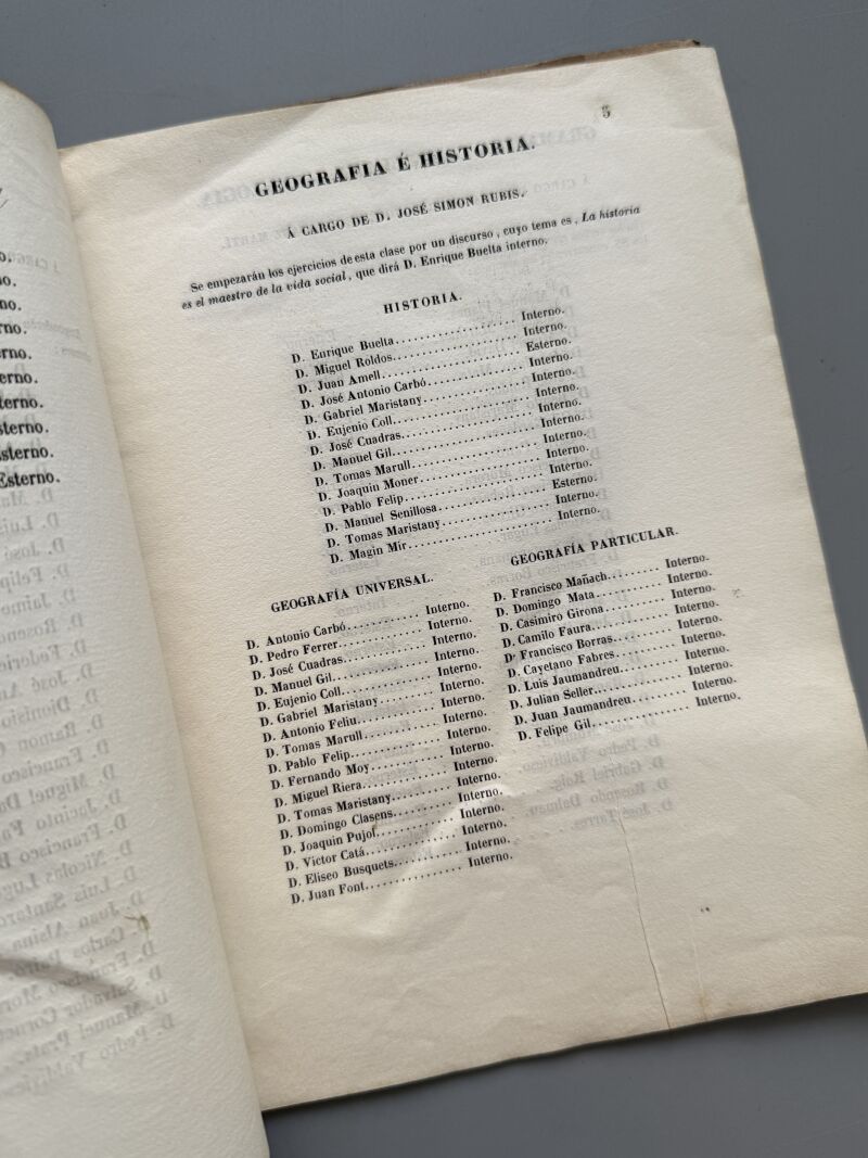 Colegio de primera y segunda enseñanza á cargo de la Sociedad de Fomento de Ilustración - 1845