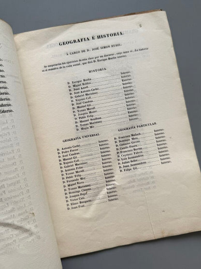 Colegio de primera y segunda enseñanza á cargo de la Sociedad de Fomento de Ilustración - 1845