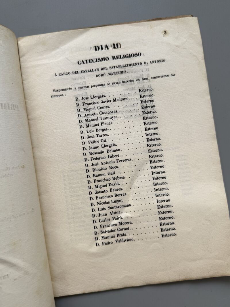 Colegio de primera y segunda enseñanza á cargo de la Sociedad de Fomento de Ilustración - 1845