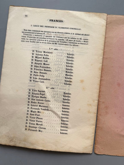 Colegio de primera y segunda enseñanza á cargo de la Sociedad de Fomento de Ilustración - 1845