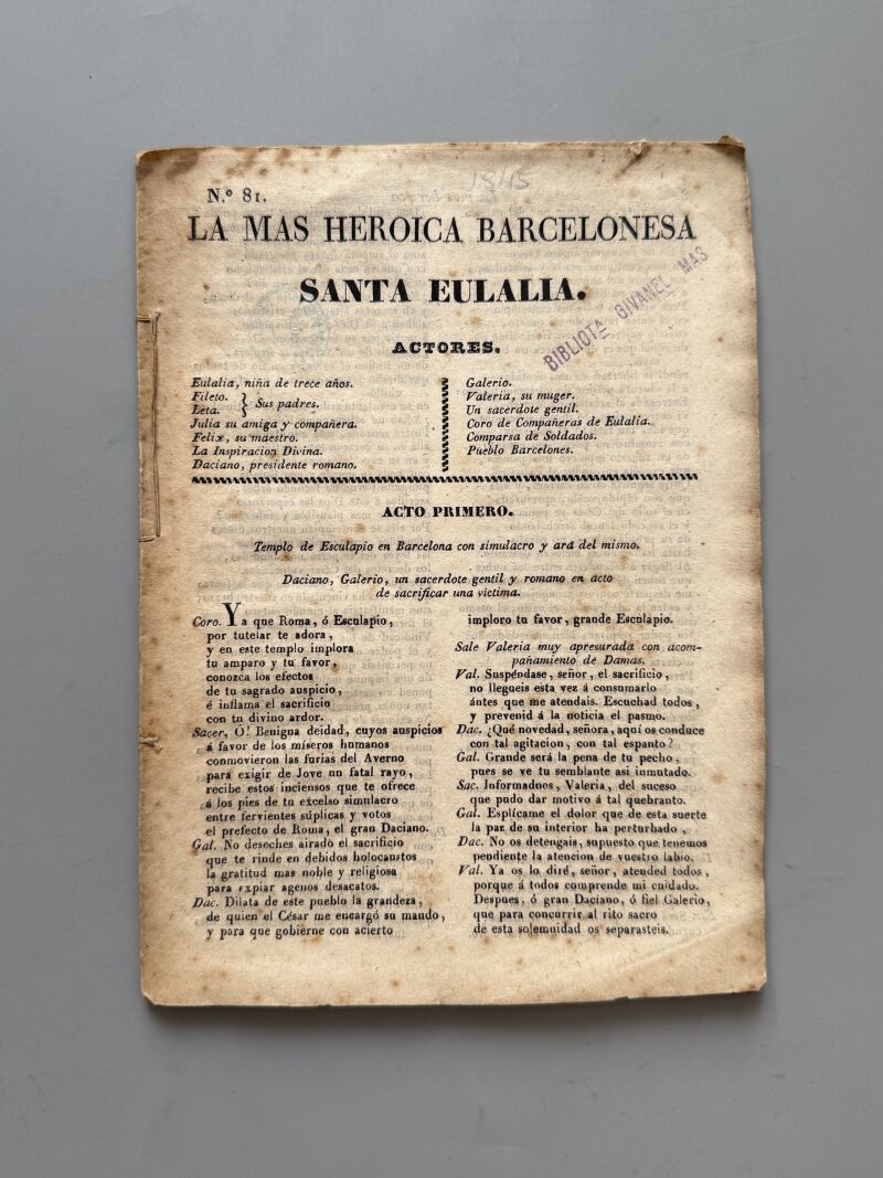 La más heroica Barcelonesa Santa Eulalia - Juan Francisco Piferrer, 1845