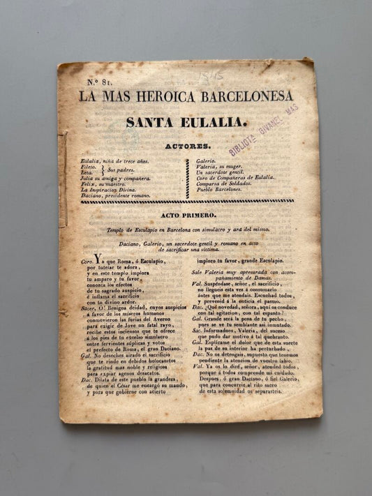 La más heroica Barcelonesa Santa Eulalia - Juan Francisco Piferrer, 1845