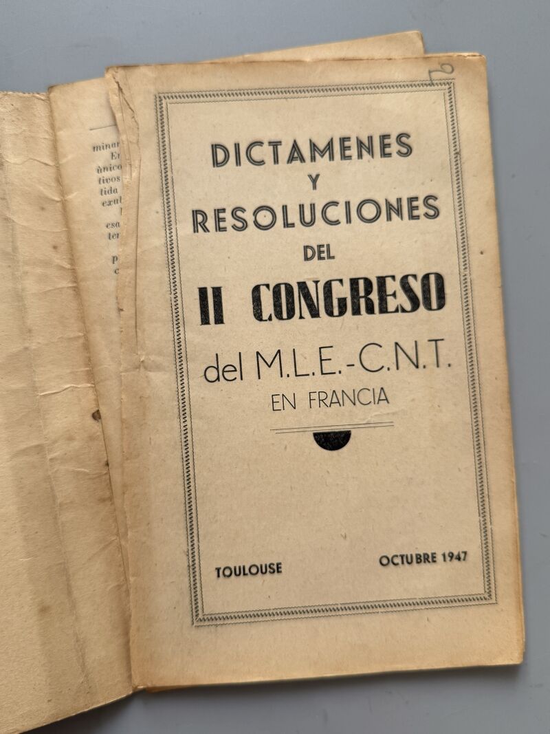 Dictamenes y Resoluciones del II Congreso del Mle-Cnt - 1947