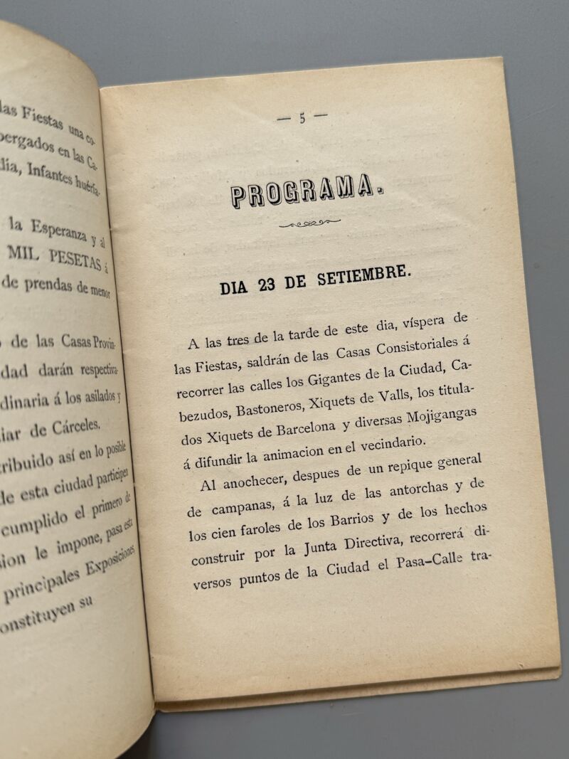 Programa de las ferias y fiestas populares que se celebrarán en Barcelona - N. Ramirez y Ca, 1877