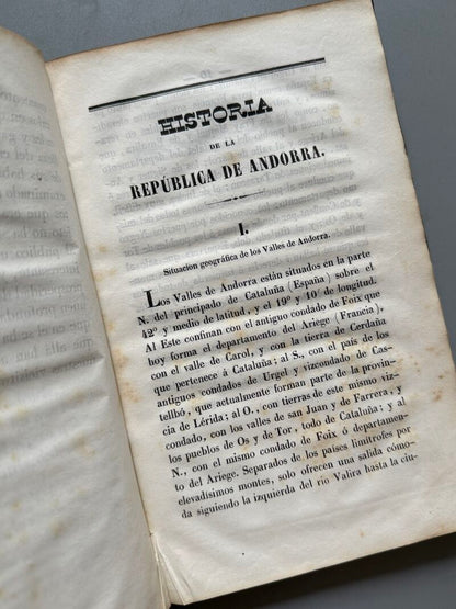 Historia de la República de Andorra, Luis Dalmau de Baquer - Barcelona, 1849