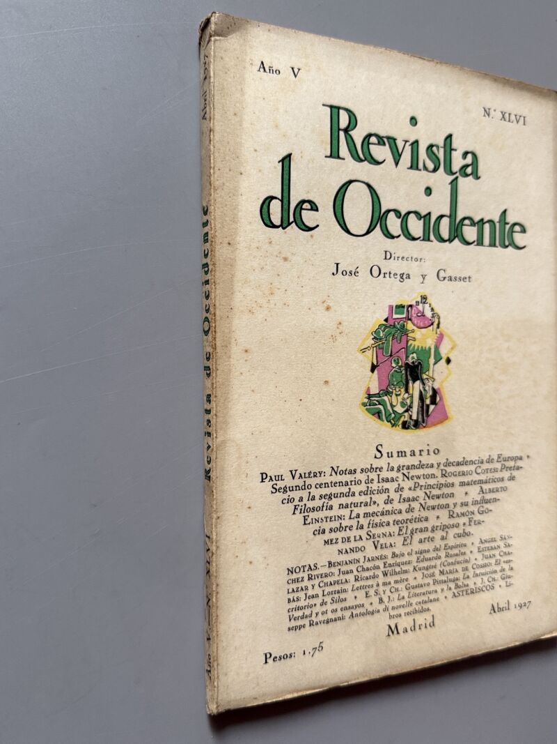 Revista de Occidente. Albert Einstein, Ramón Gómez de la Serna, Paul Valéry - Año V, nºXLVI, 1927