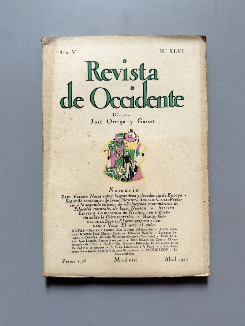 Revista de Occidente. Albert Einstein, Ramón Gómez de la Serna, Paul Valéry - Año V, nºXLVI, 1927