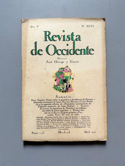 Revista de Occidente. Albert Einstein, Ramón Gómez de la Serna, Paul Valéry - Año V, nºXLVI, 1927
