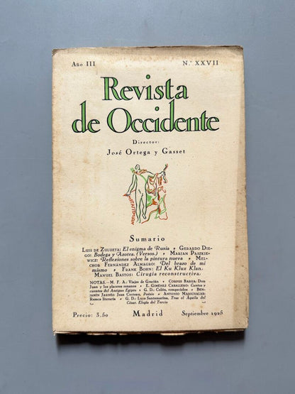 Revista de Occidente, Gerardo Diego, Ku Klux Klan - Año III, nº XXVII, 1925