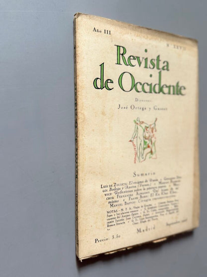 Revista de Occidente, Gerardo Diego, Ku Klux Klan - Año III, nº XXVII, 1925