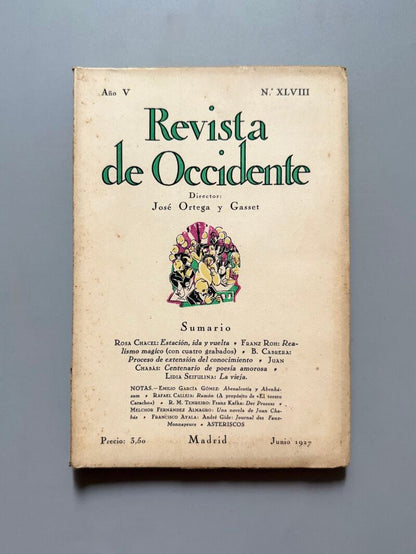 Revista de Occidente. Rosa Chacel, Estación. Ida y vuelta - Año V, nºXLVIII, 1927