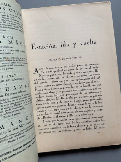 Revista de Occidente. Rosa Chacel, Estación. Ida y vuelta - Año V, nºXLVIII, 1927