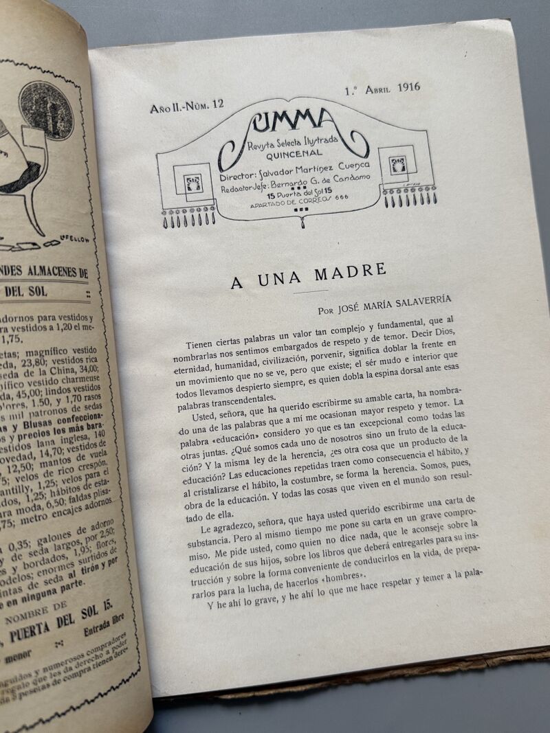 Summa. Revista Selecta Ilustrada. Margarita Nelken, Amado Nervo - Año II, nº12, 1916