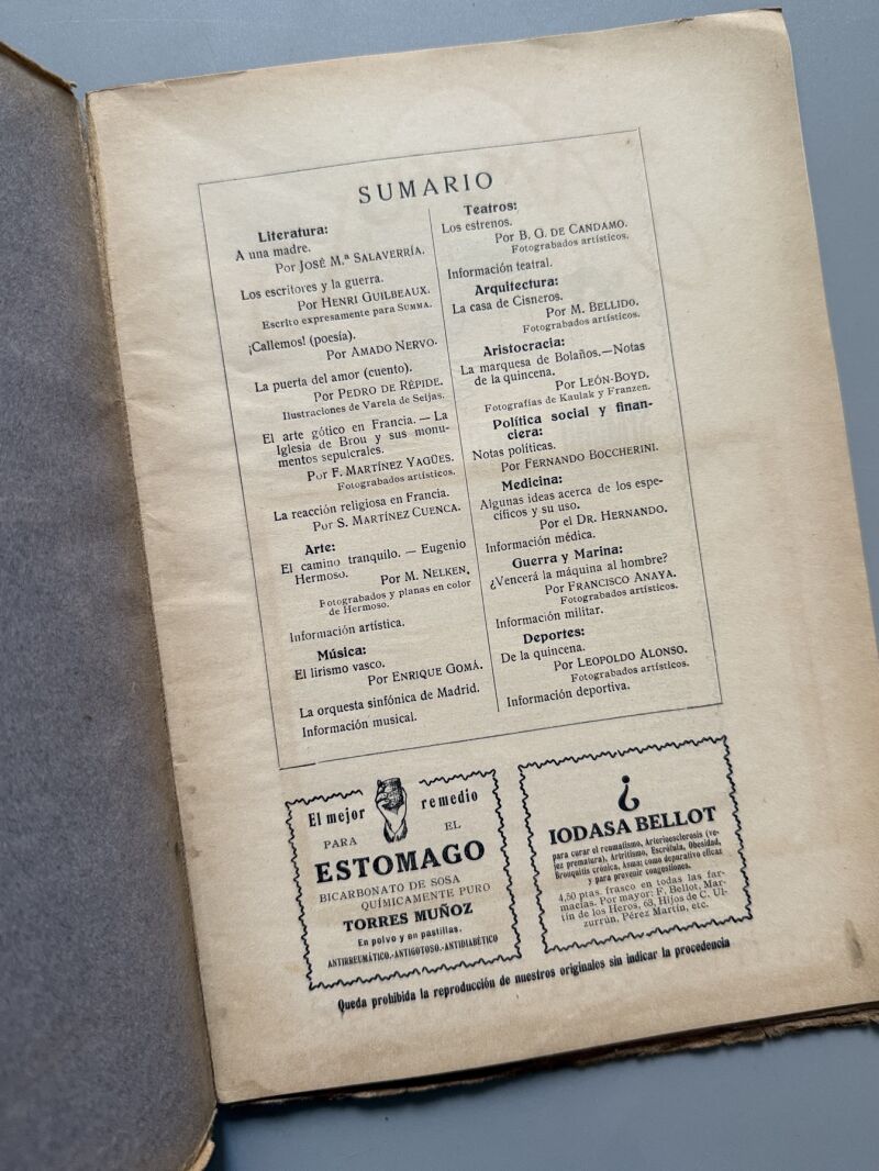 Summa. Revista Selecta Ilustrada. Margarita Nelken, Amado Nervo - Año II, nº12, 1916