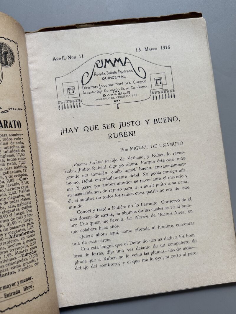 Summa, Revista Selecta Ilustrada. Homenaje a Rubén Darío - Año I, nº2, 1915