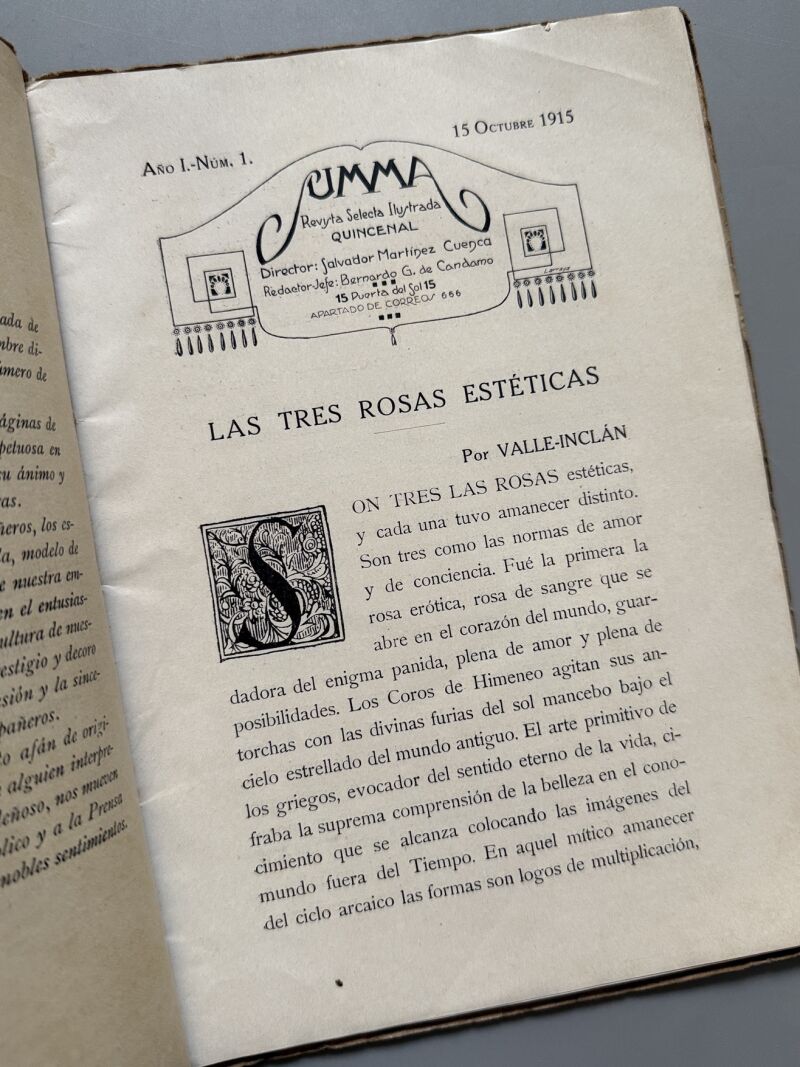 Summa. Revista Selecta Ilustrada. Valle-Inclán, Enrique Diez-Canedo - 1r número, 1915