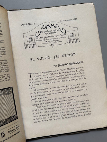 Summa, Revista Selecta Ilustrada. Valle-Inclán, Manuel Machado, Jacinto Benavente - Año I, nº2, 1915