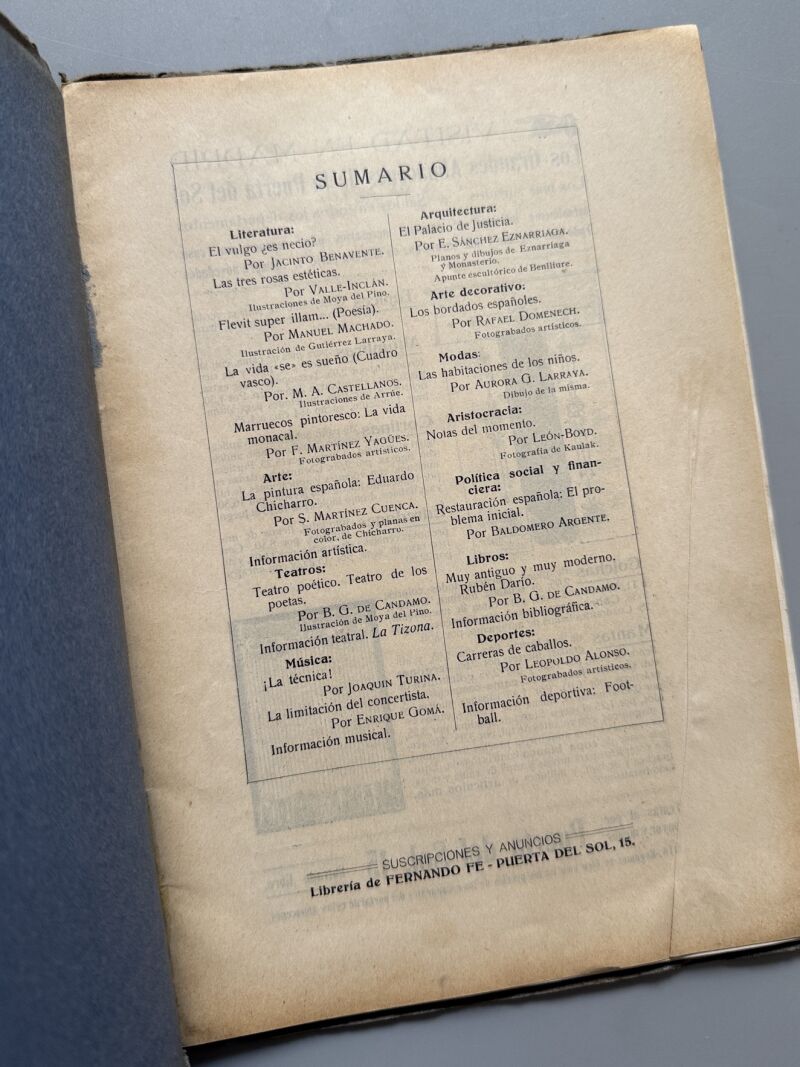Summa, Revista Selecta Ilustrada. Valle-Inclán, Manuel Machado, Jacinto Benavente - Año I, nº2, 1915