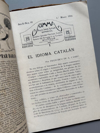 Summa. Revista Selecta Ilustrada. Margarita Nelken, Francesc Cambó - Año II, nº10, 1916