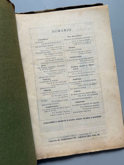 Summa. Revista Selecta Ilustrada. Jacinto Benavente, Valle Inclán, Pedro de Répide - Año I, nº3 1915