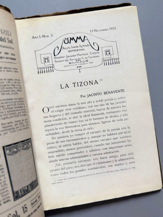 Summa. Revista Selecta Ilustrada. Jacinto Benavente, Valle Inclán, Pedro de Répide - Año I, nº3 1915
