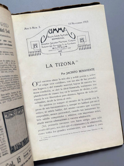 Summa. Revista Selecta Ilustrada. Jacinto Benavente, Valle Inclán, Pedro de Répide - Año I, nº3 1915