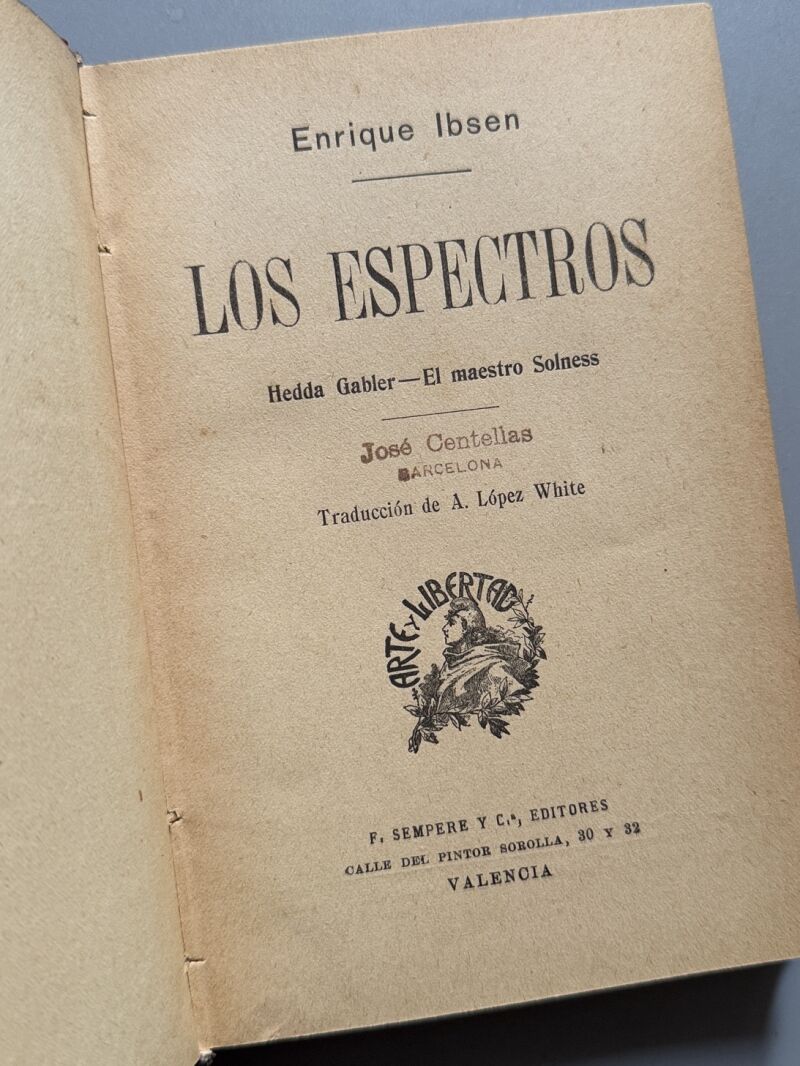 Los espectros, Henrik Ibsen - F. Sempere y Cª editores, ca. 1920