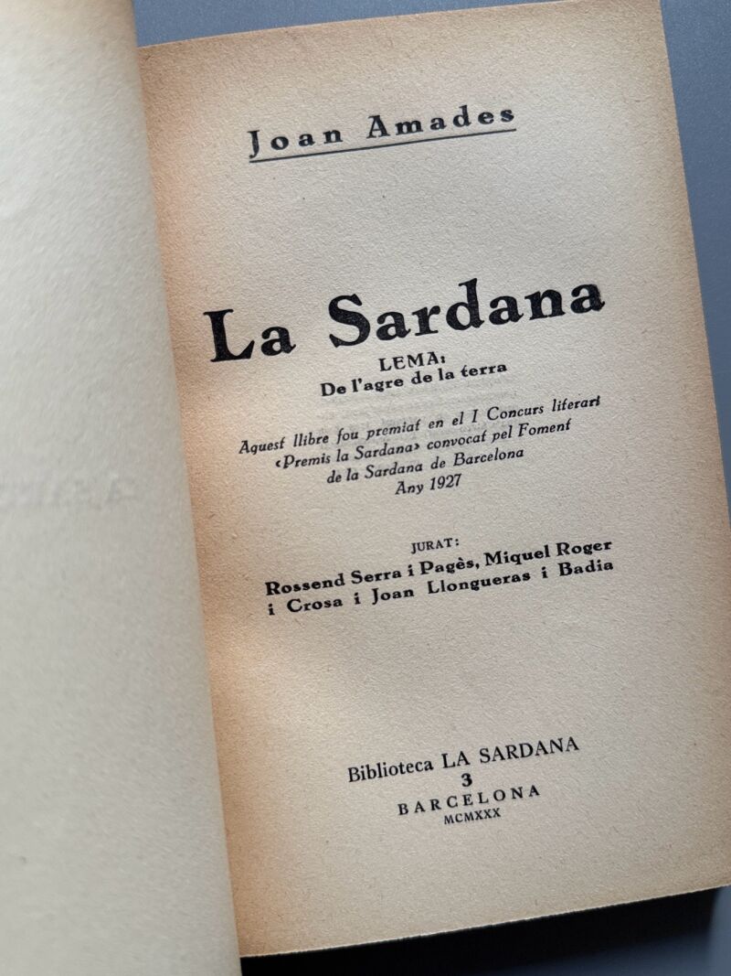La Sardana, Joan Amades (firmado) - Biblioteca la Sardana, 1930