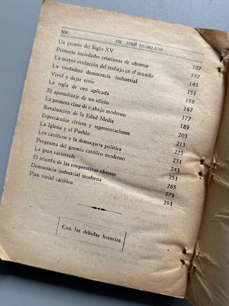 La evolución del trabajo, Joseph Husslein - Imp. Walter Gnadt, Colección "Lux", 1932