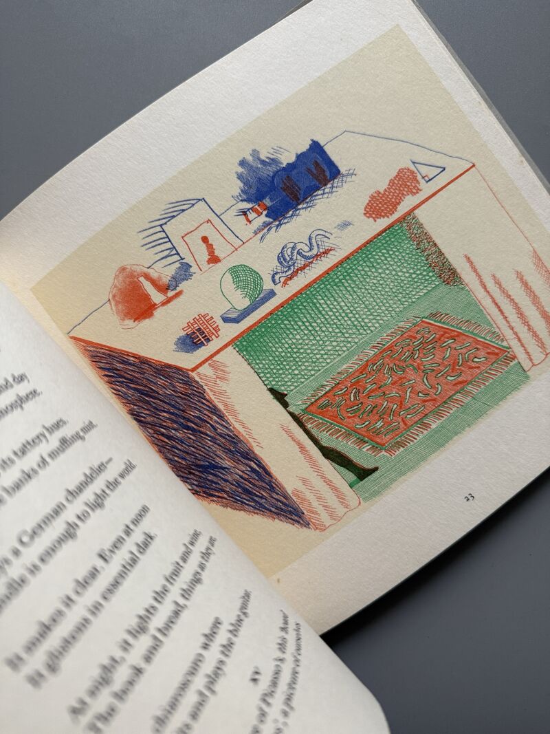 The blue guitar, David Hockney. The man with the blue guitar, W. Stevens - Petersburg Press, 1977