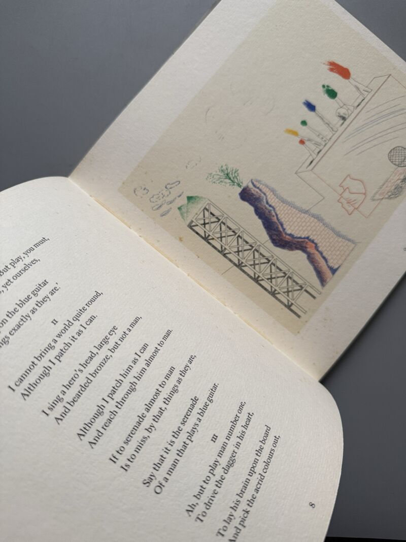 The blue guitar, David Hockney. The man with the blue guitar, W. Stevens - Petersburg Press, 1977