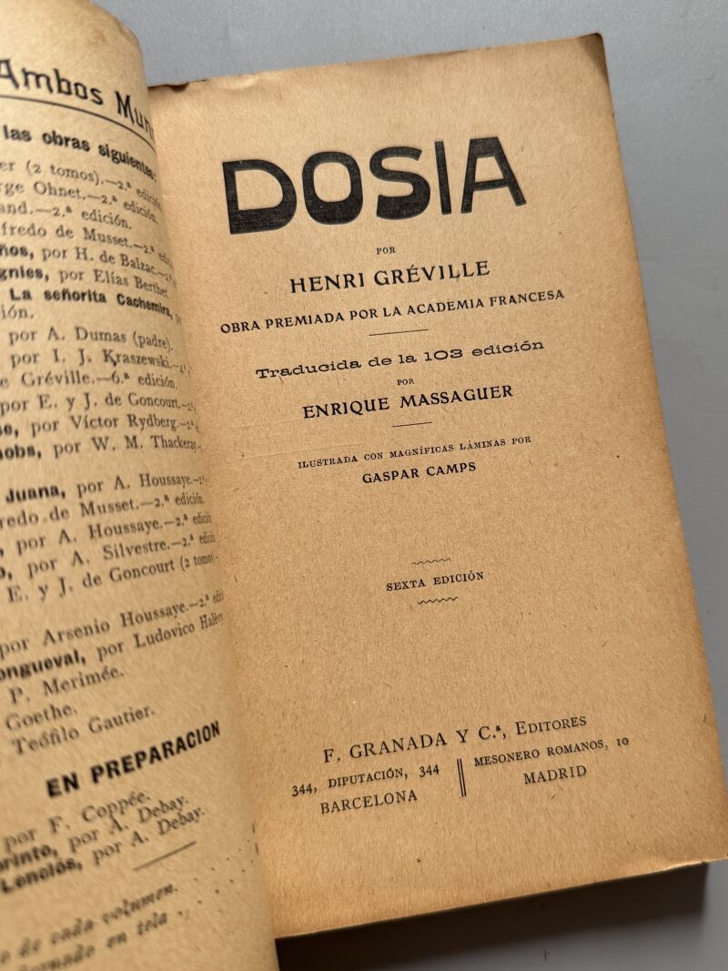 Diosa, Henri Gréville. Colección Ambos Mundos - F. Granada y Cª Editores, ca. 1905