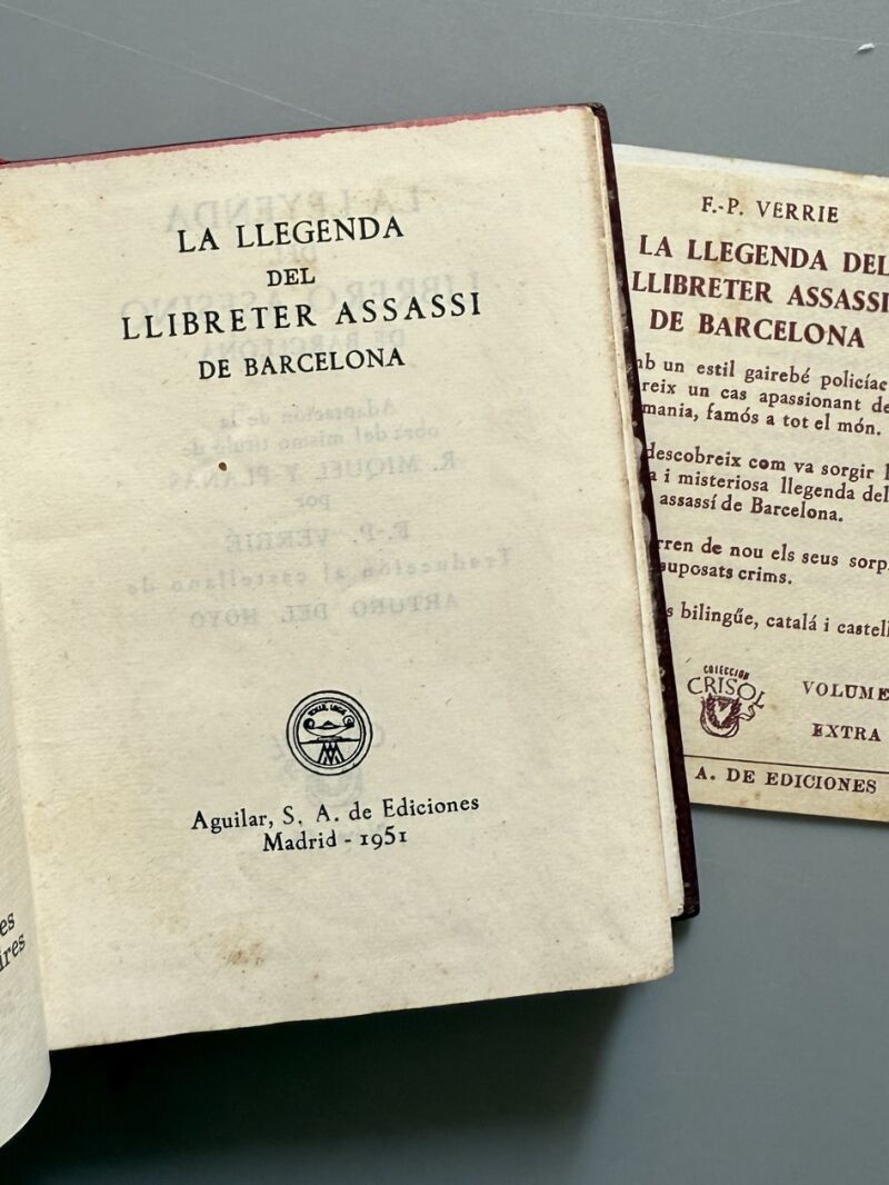 La llegenda del llibreter assassí de Barcelona, Ramón Miquel i Planas - Editorial Aguilar, 1951