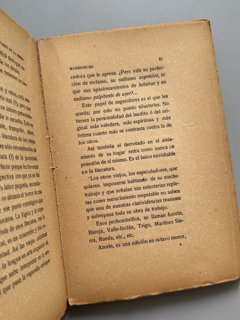 Morbideces, Ramón Gómez de la Serna (1ª edición) - Imprenta el Trabajo, 1908
