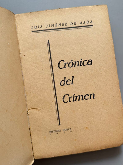 Crónica del crimen, Luis Jiménez de Asúa - Historia Nueva, 1929