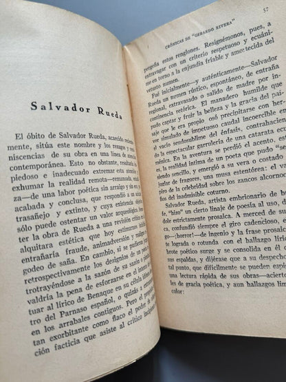 Crónicas de Gerardo rivera (libros y autores), Juan José Domenchina (1ª edición) - M. Aguilar, 1935