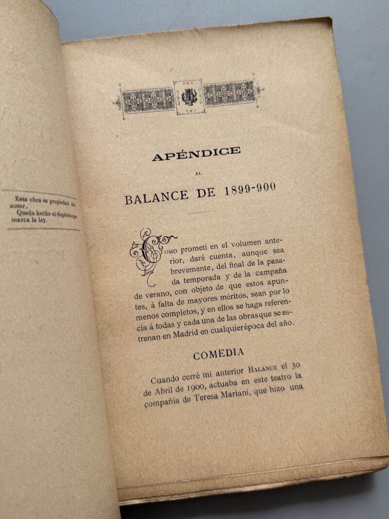Balance teatral (1900-1901), José de Lace - Hijos de M. G. Hernández, 1901