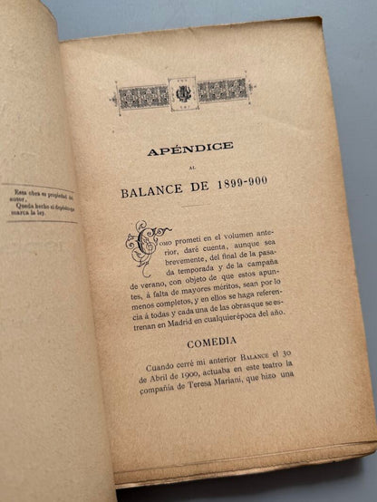 Balance teatral (1900-1901), José de Lace - Hijos de M. G. Hernández, 1901