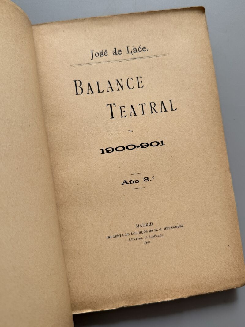 Balance teatral (1900-1901), José de Lace - Hijos de M. G. Hernández, 1901