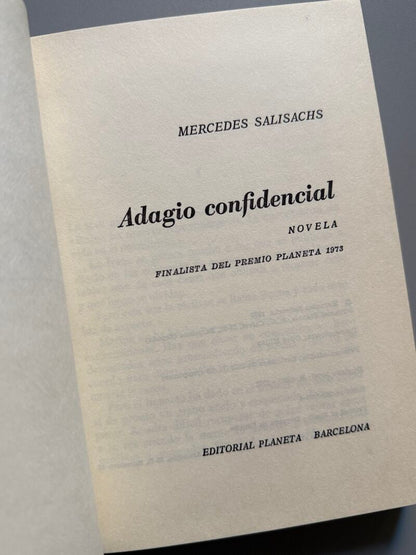 Adagio confidencial, Mercedes Salisachs (firmado) - Editorial Planeta, 1973